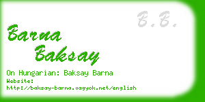 barna baksay business card